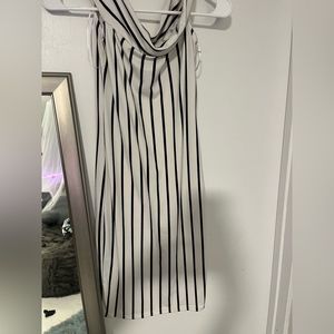 striped sleeveless roll neck dress